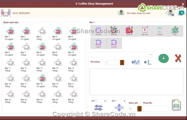 SQL Server,quản lý,quản lý cà phê,winform,coffee,cafe